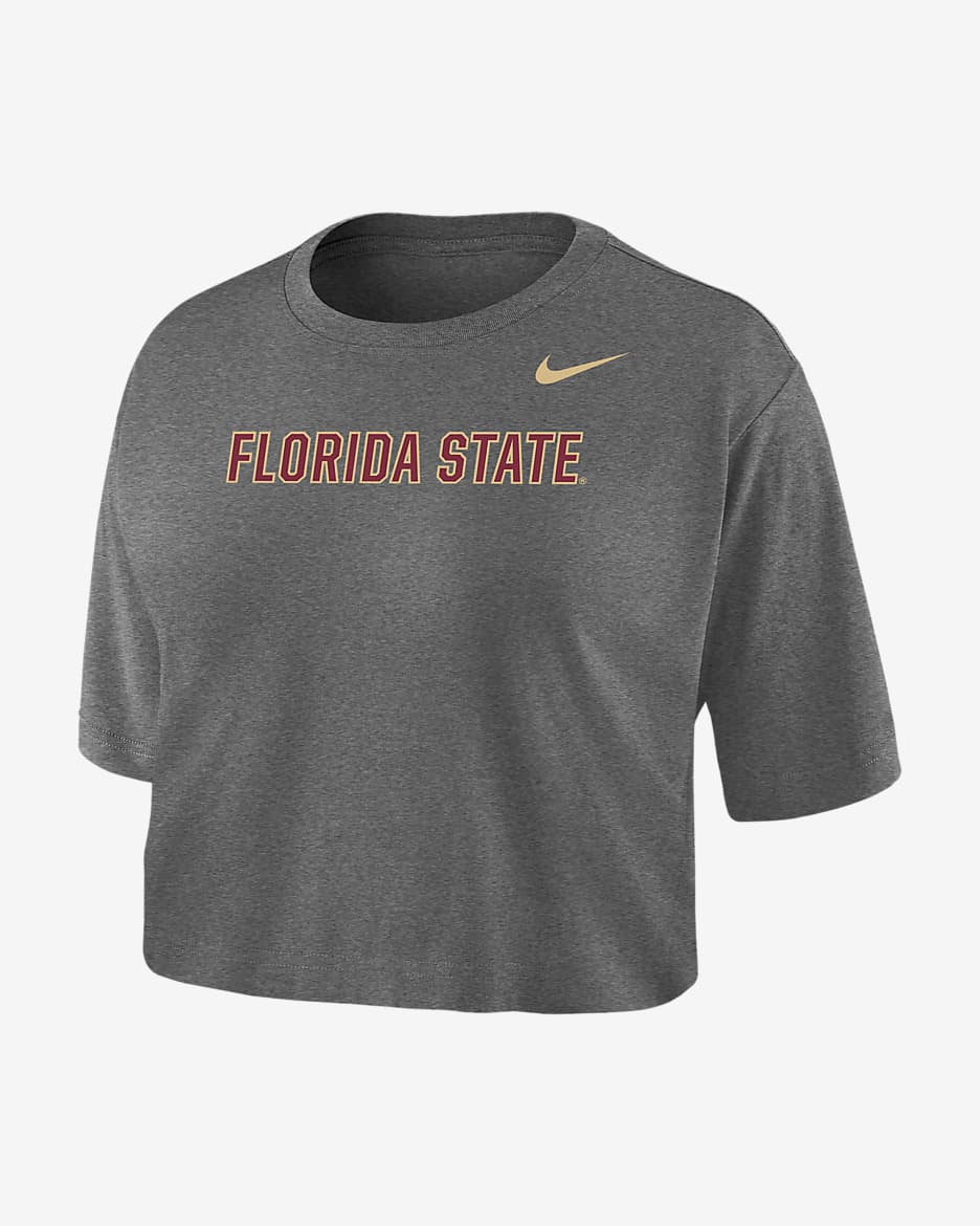 Nike College Dri-FIT (Florida State) Women's Crop T-Shirt - Dark Grey Heather