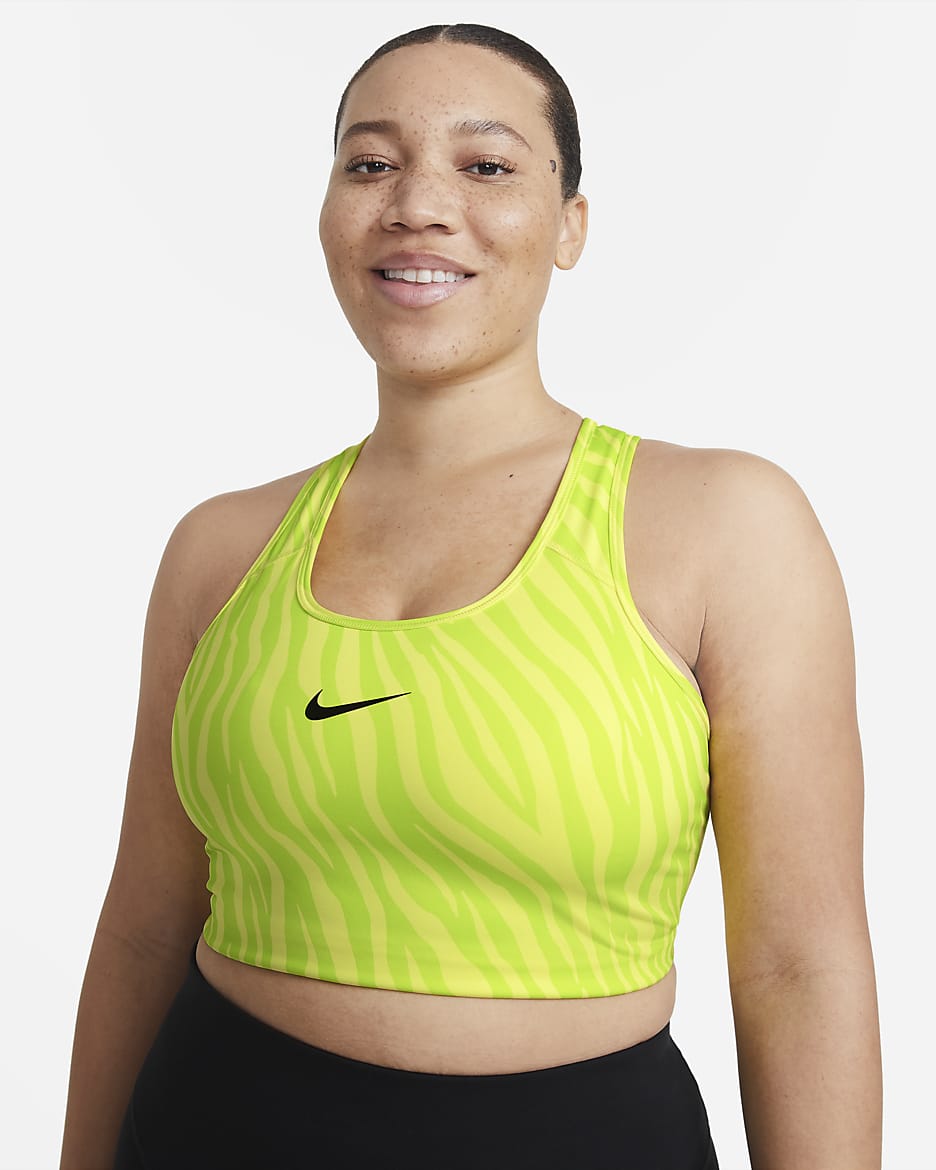 Nike Dri-FIT Swoosh Icon Clash Women's Medium-Support Non-Padded Sports Bra (Plus Size) - Light Zitron/Black