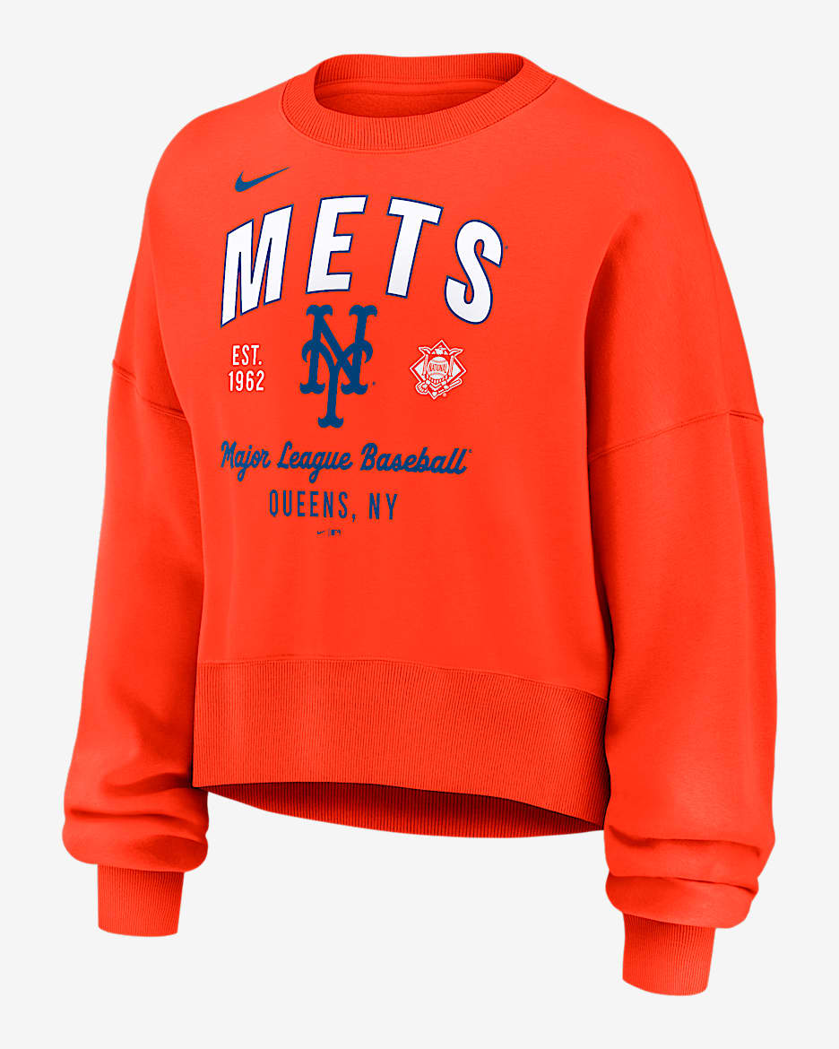 New York Mets Women's Nike MLB Pullover Crew - Orange