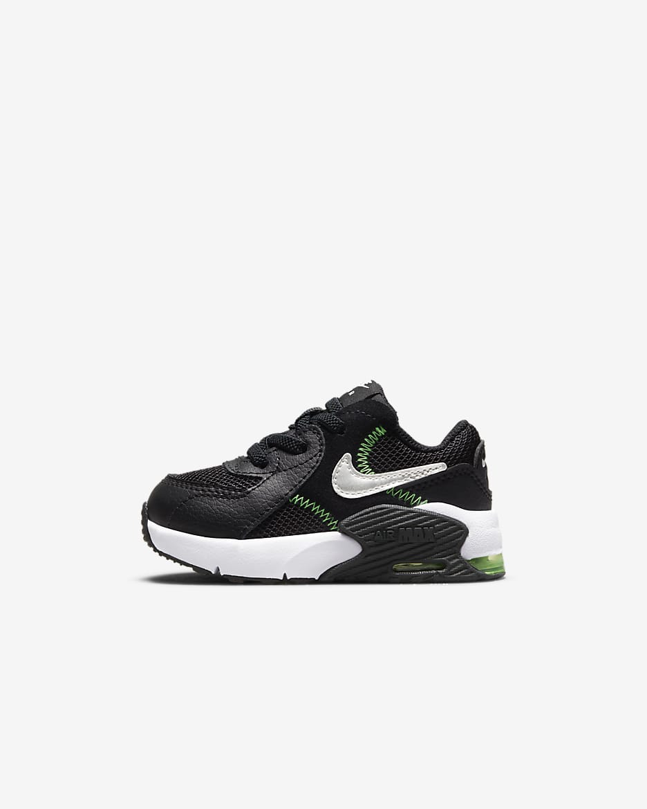 Calzado para bebé e infantil Nike Air Max Excee - Negro/Gris humo oscuro/Verde strike/Cromo
