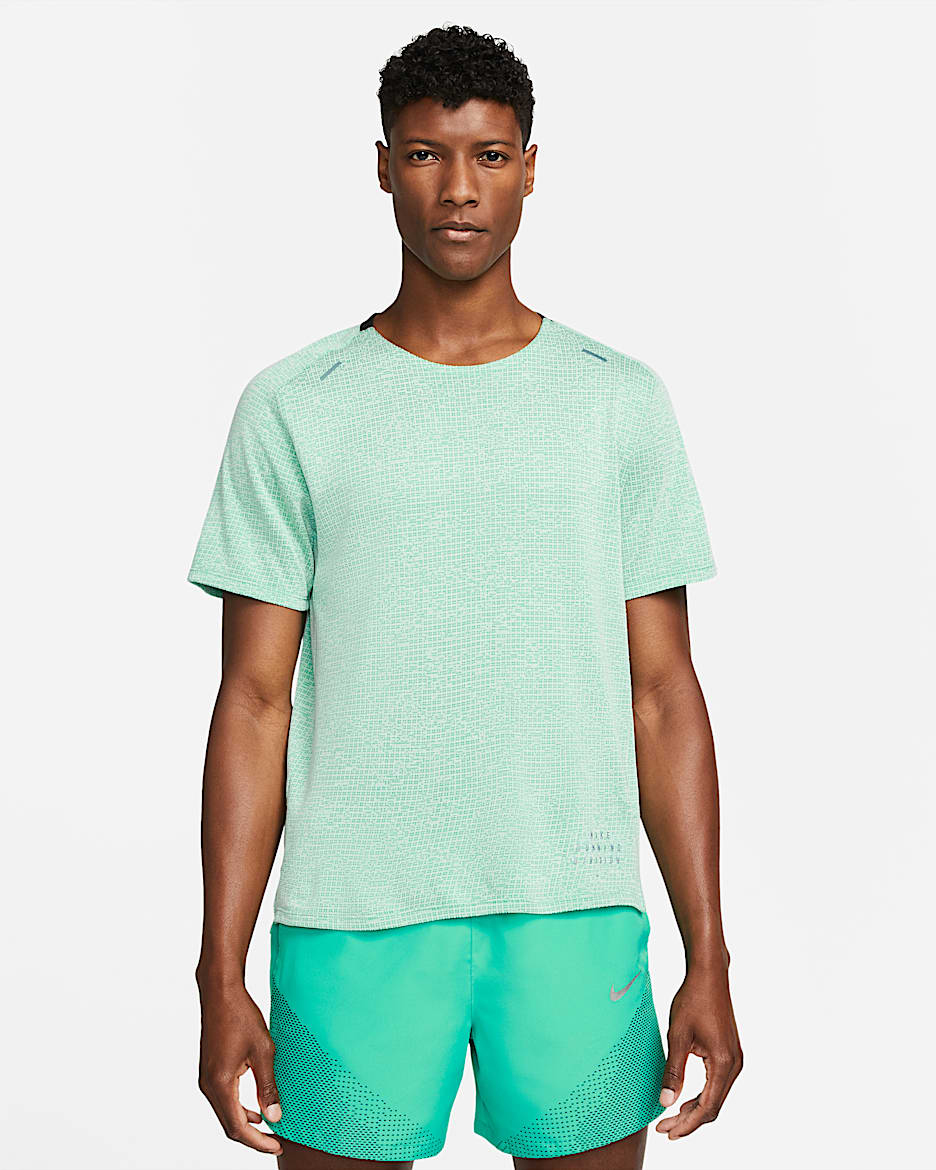 Playera de running de manga corta para hombre Nike Dri-FIT Run Division - Verde Roma/Espuma de mar/Puro