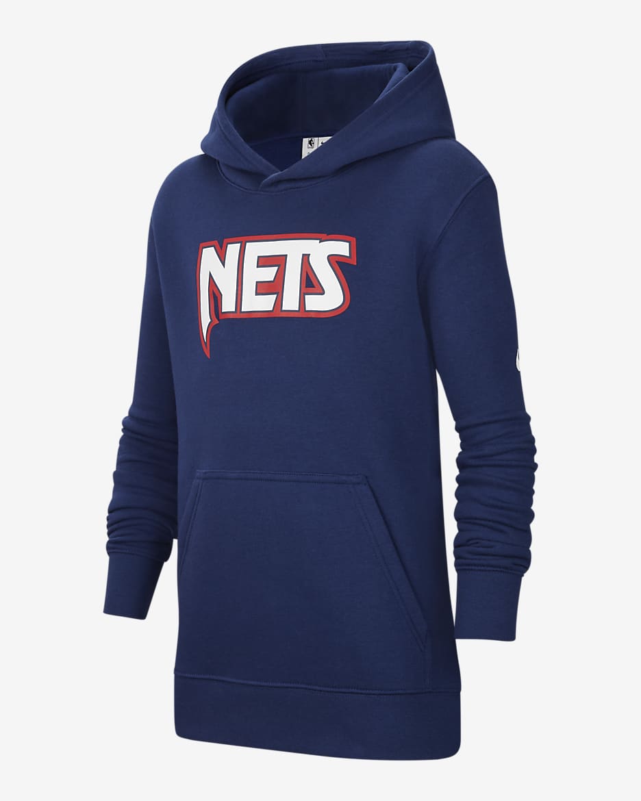 Hoodie pullover de lã cardada NBA Nike Brooklyn Nets Essential Júnior - Azul Void