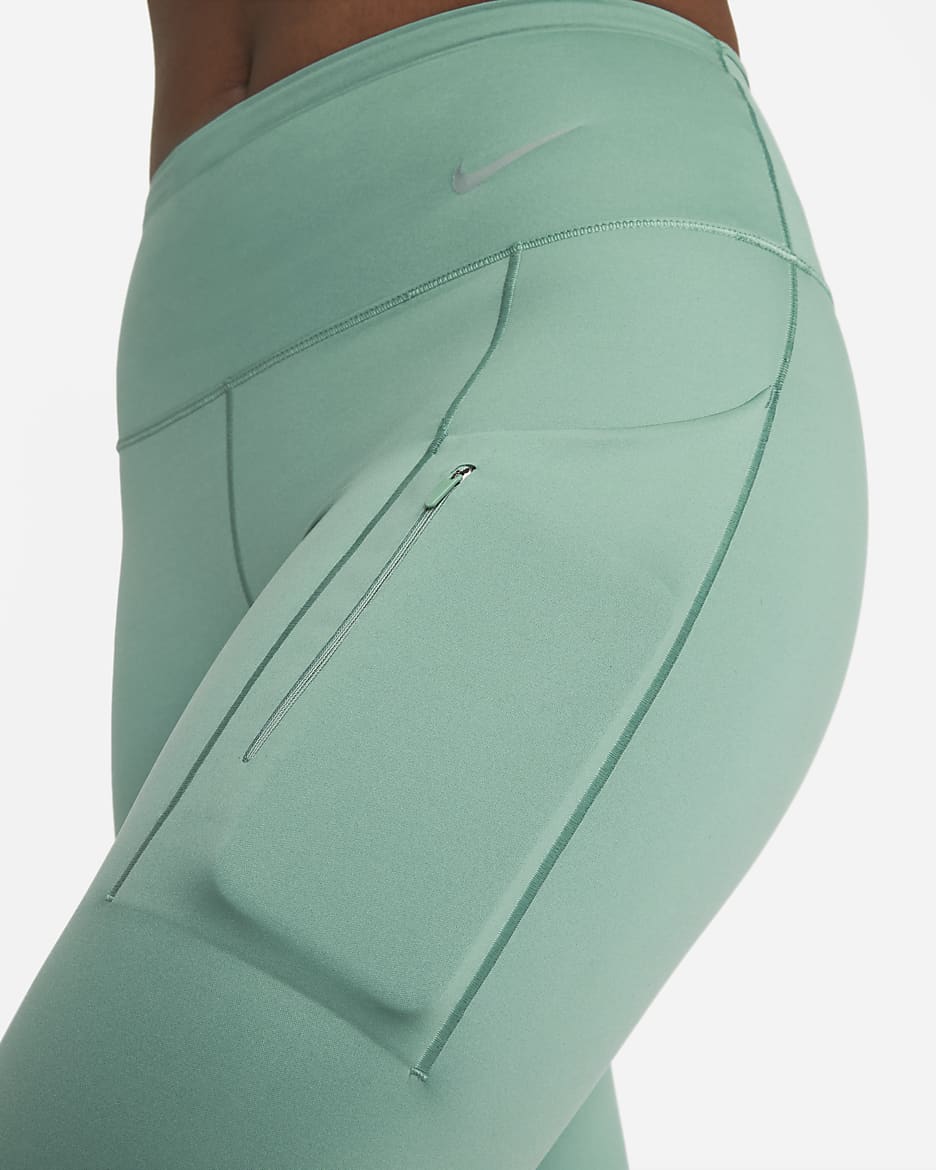 Nike Go Leggings de longitud completa, talle medio y sujeción firme con bolsillos - Mujer - Bicoastal/Negro