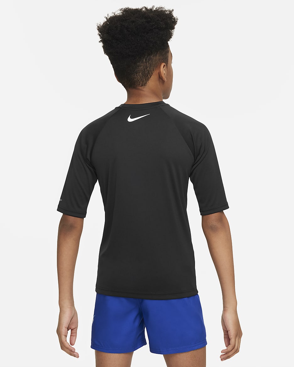 Camiseta Hydroguard de manga corta para niño talla grande Nike Swim Scribble - Negro