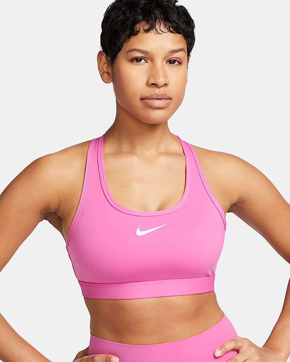 Nike Swoosh Medium Support Women's Padded Sports Bra - Playful Pink/White