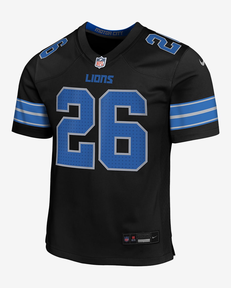 Jersey Nike de la NFL Game para niños talla grande Jahmyr Gibbs Detroit Lions - Negro