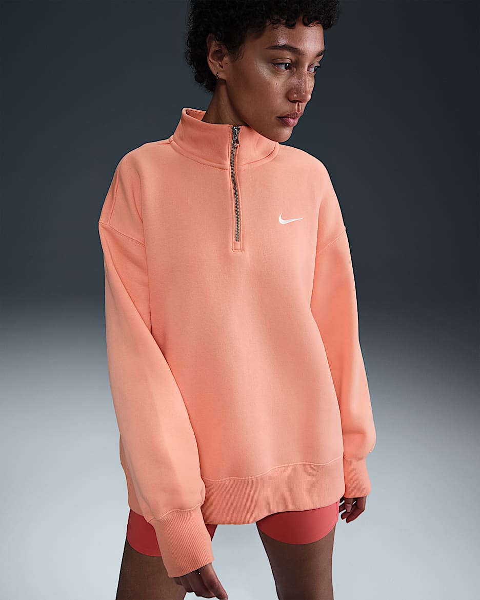 Nike Sportswear Phoenix Fleece Women's Oversized 1/4-Zip Long Sweatshirt - Apricot Agate/Sail
