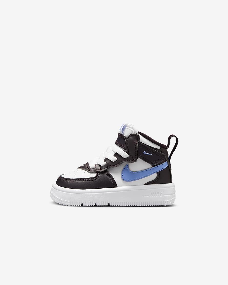 Nike Force 1 Mid EasyOn Baby/Toddler Shoes - Burgundy Ash/White/Royal Pulse