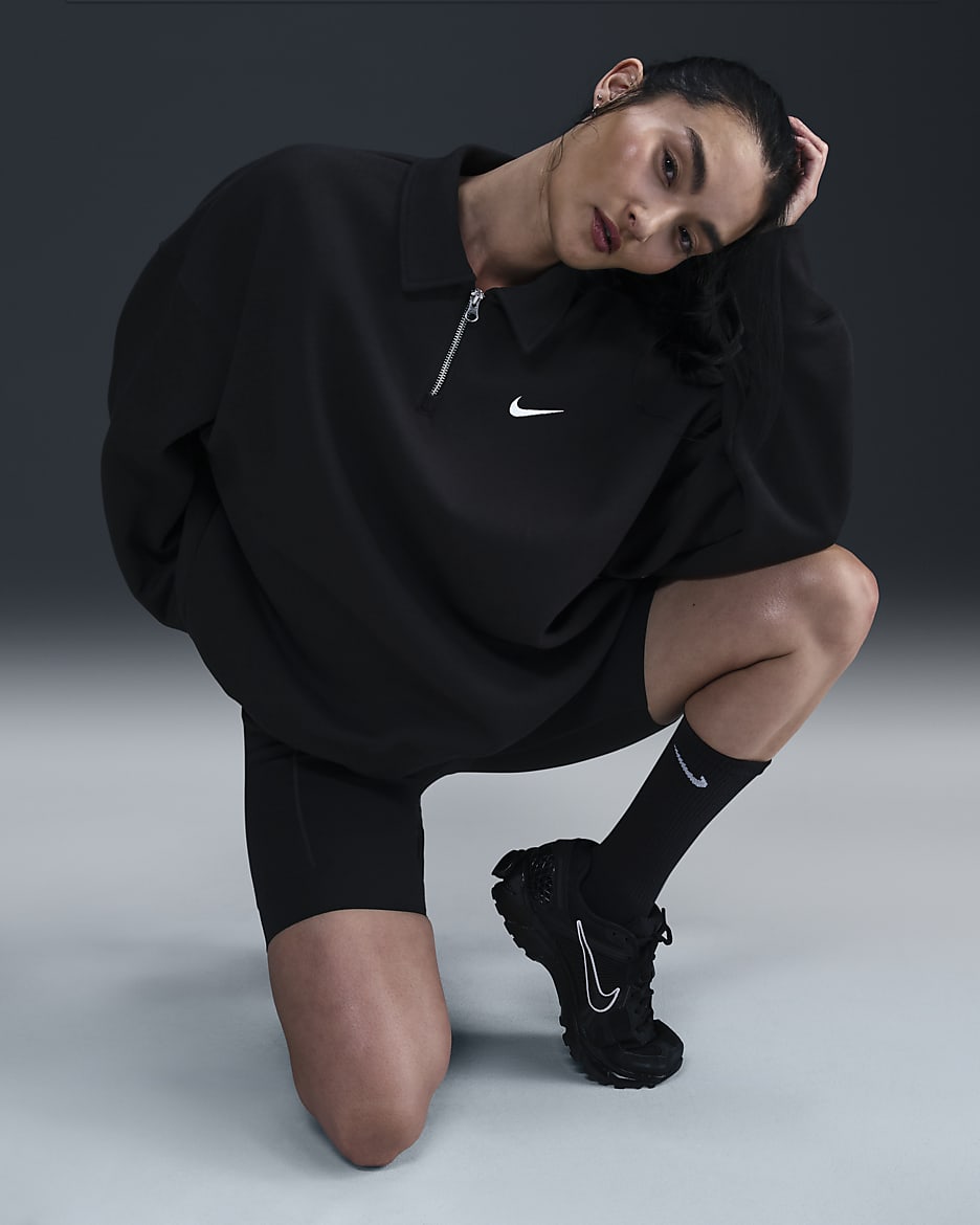 Nike Sportswear Phoenix Fleece Women's Oversized 1/4-Zip Polo - Black/Sail