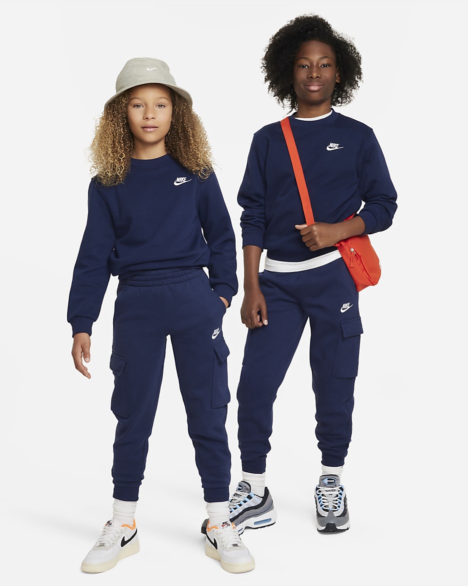 Nike Sportswear Club Fleece Older Kids' Cargo Trousers - Midnight Navy/Midnight Navy/White