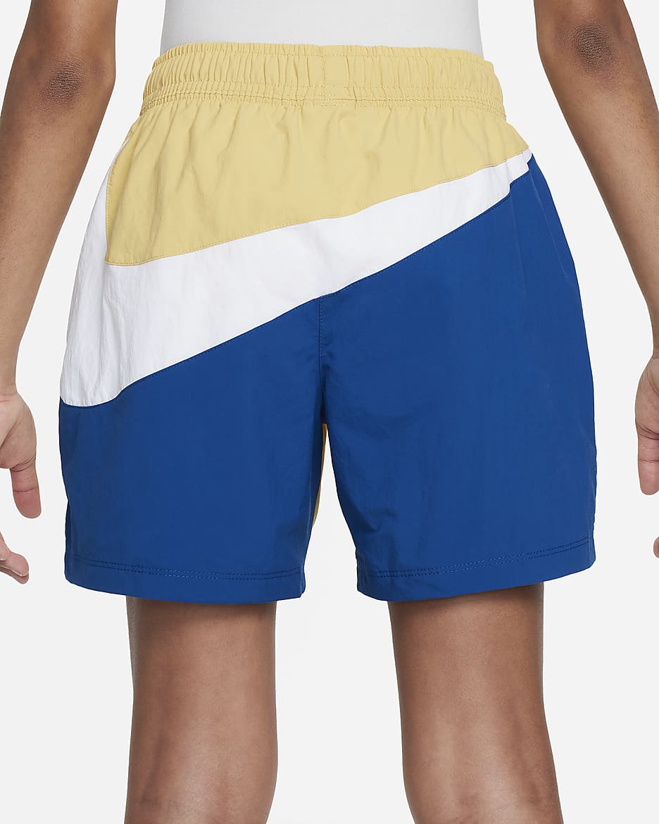 Nike Sportswear Amplify Older Kids' Woven Shorts - Saturn Gold/Court Blue/White