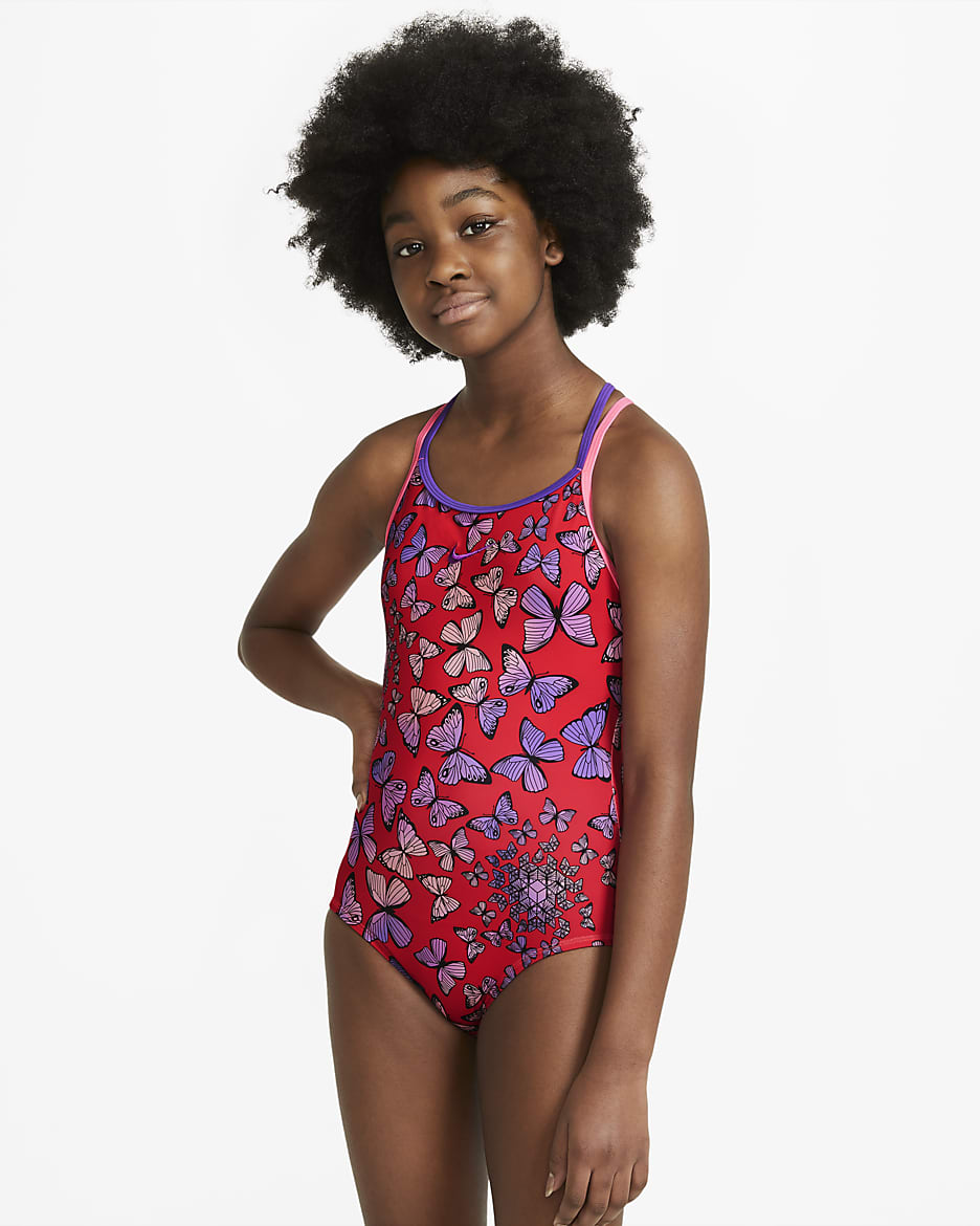 Nike Big Kids' (Girls') T-Back 1-Piece Swimsuit - Bright Crimson