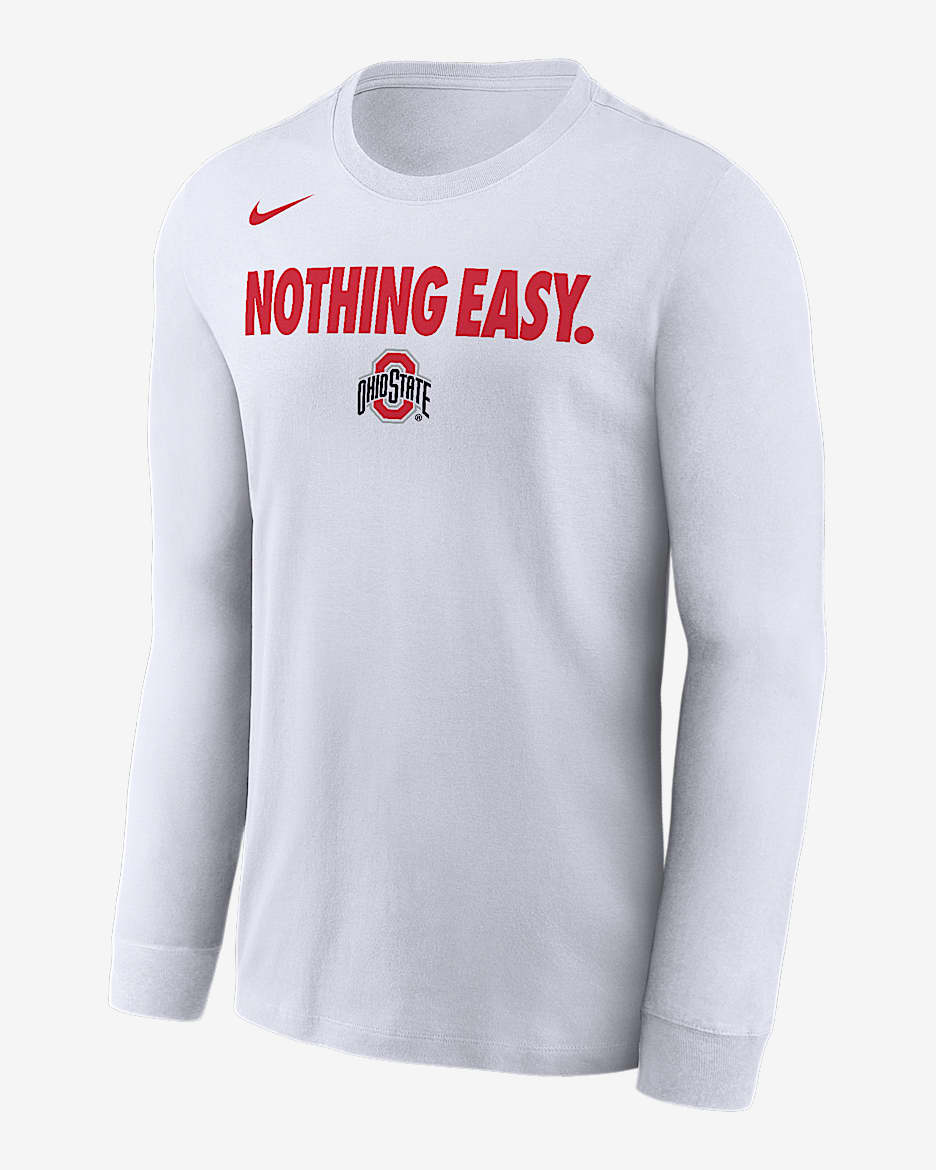 Playera de manga larga universitaria Nike para hombre Ohio State - Blanco