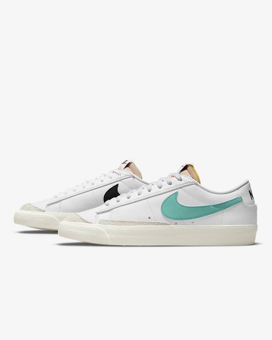 Tenis para hombre Nike Blazer Low '77 Vintage - Blanco/Negro/Vela/Azul verdoso lavado
