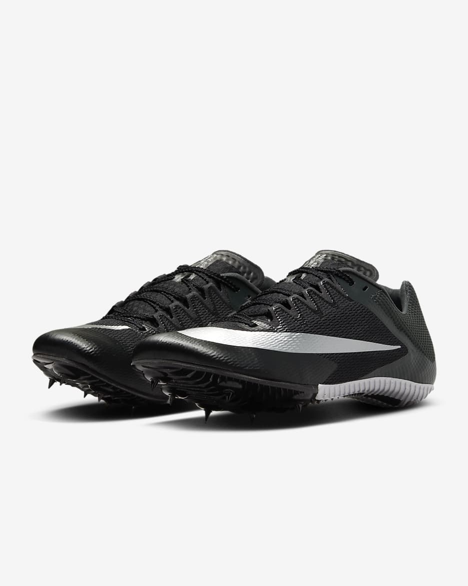 Tenis de atletismo con clavos para carreras rápidas Nike Zoom Rival - Negro/Negro/Plata metalizado