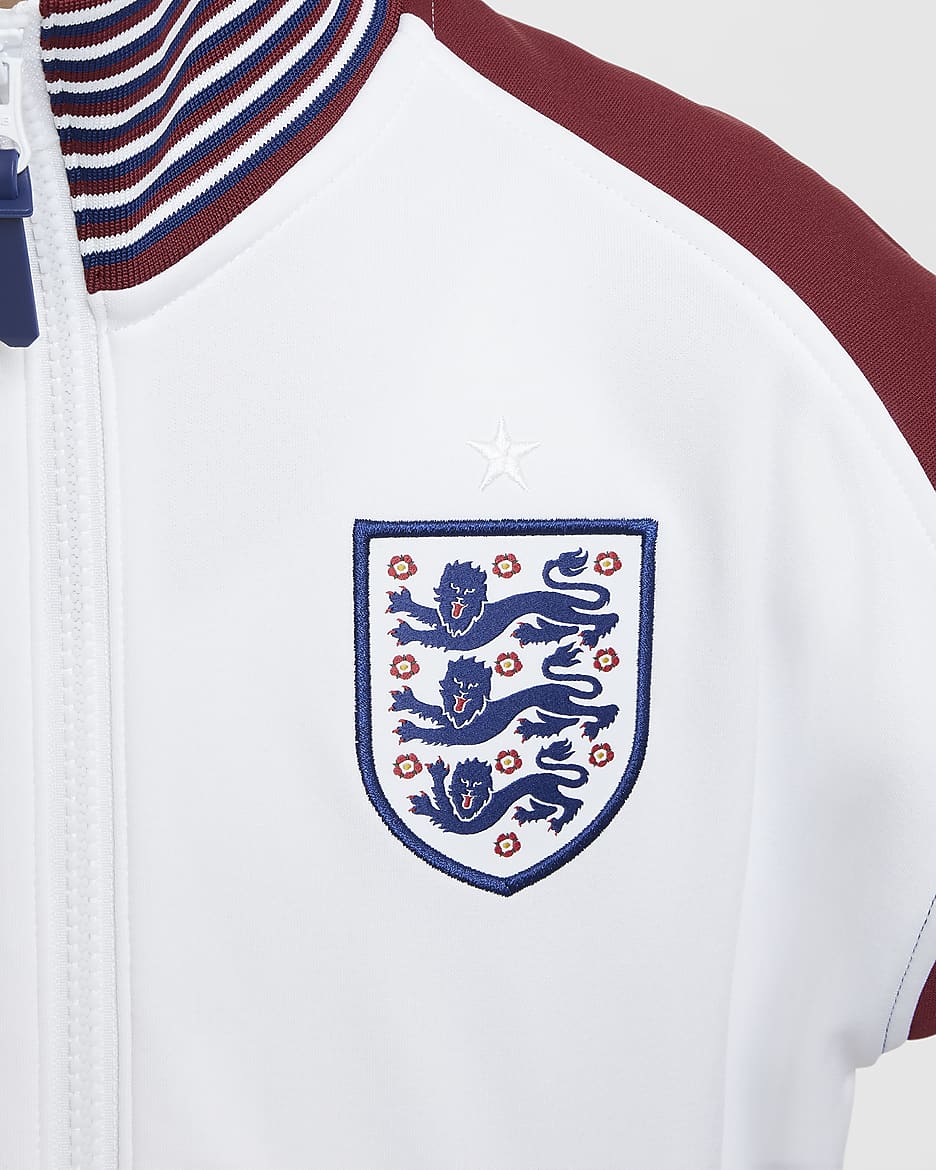 England Academy Pro Home Nike Dri-FIT Fußball-Hymnenjacke (ältere Kinder) - Weiß/Team Red/Blue Void