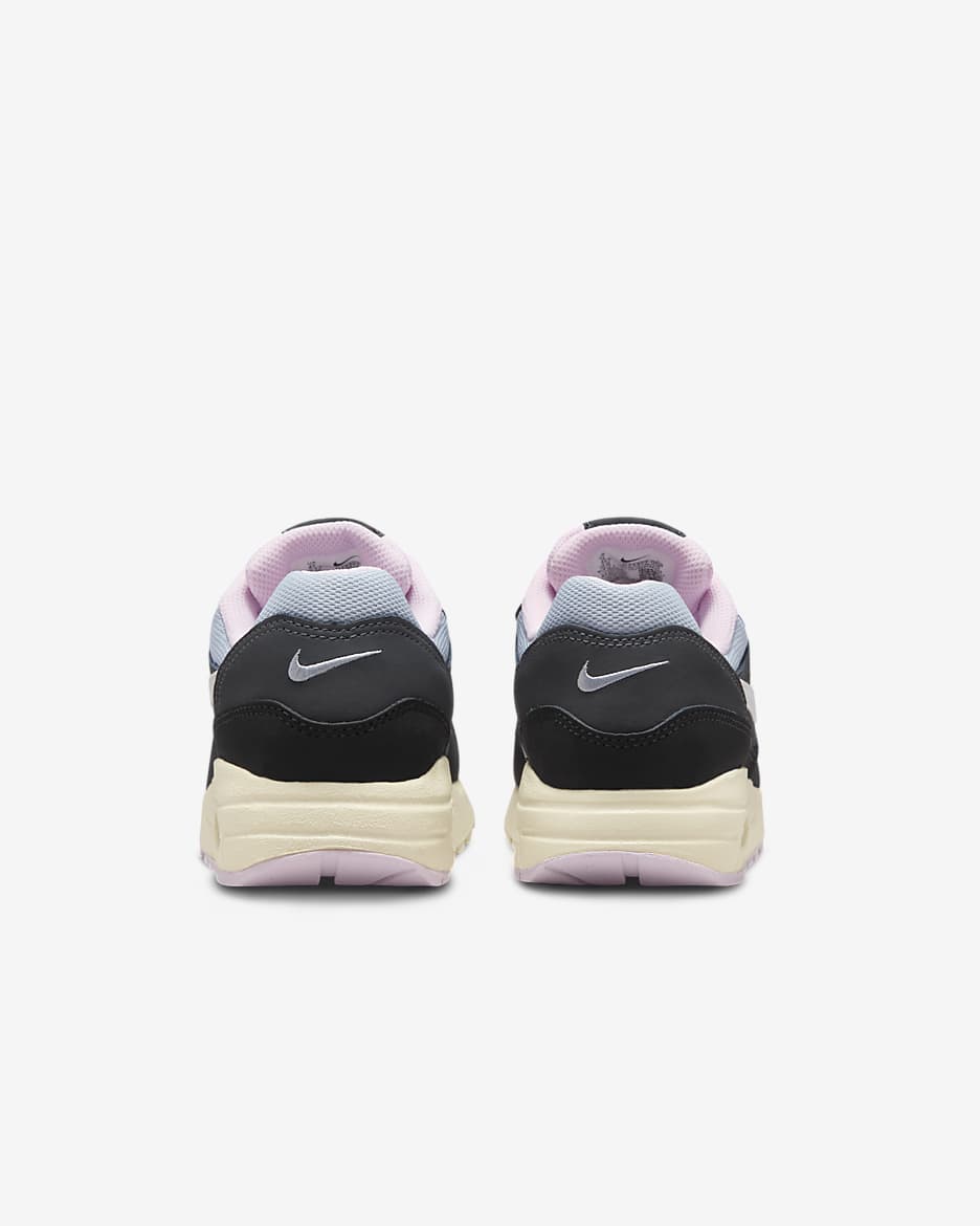 Tenis para niños grandes Air Max 1 - Negro/Antracita/Espuma rosa/Blanco cumbre