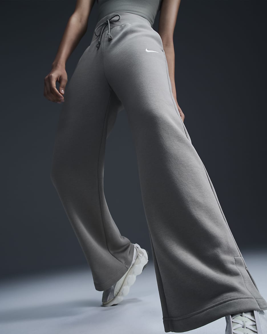 Nike Sportswear Phoenix Fleece Joggingbroek met hoge taille en wijde pijpen voor dames - Light Army/Sail