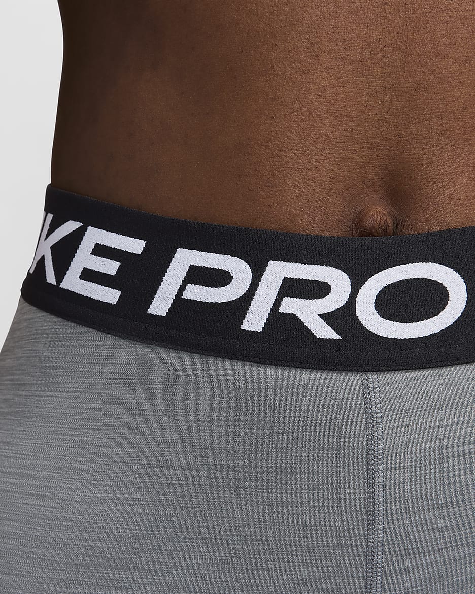 Nike Pro Normal Belli File Panelli Kadın Taytı - Smoke Grey/Heather/Siyah/Beyaz