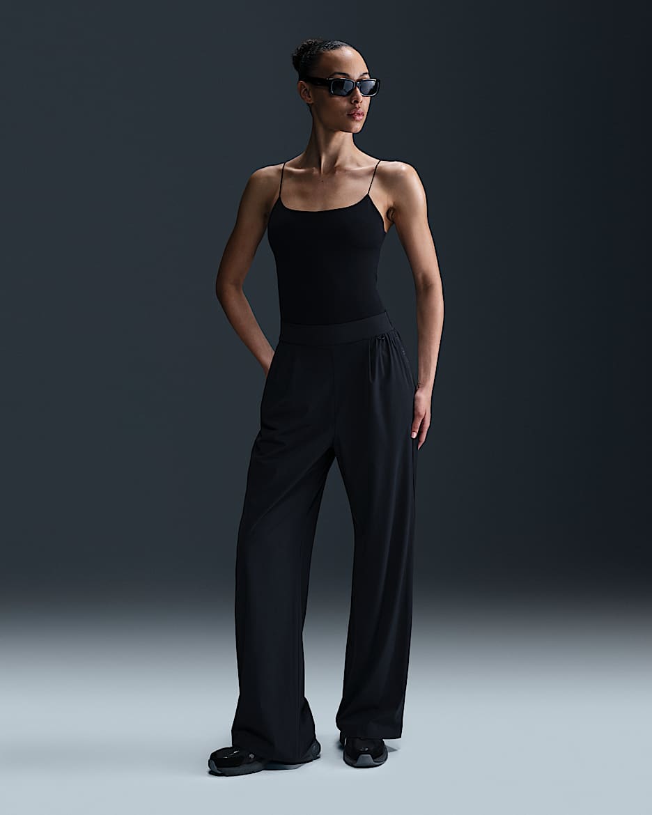 Nike 24.7 PerfectStretch Women's Dri-FIT High-Waisted Loose Wide-Leg Trousers - Black/Dark Smoke Grey