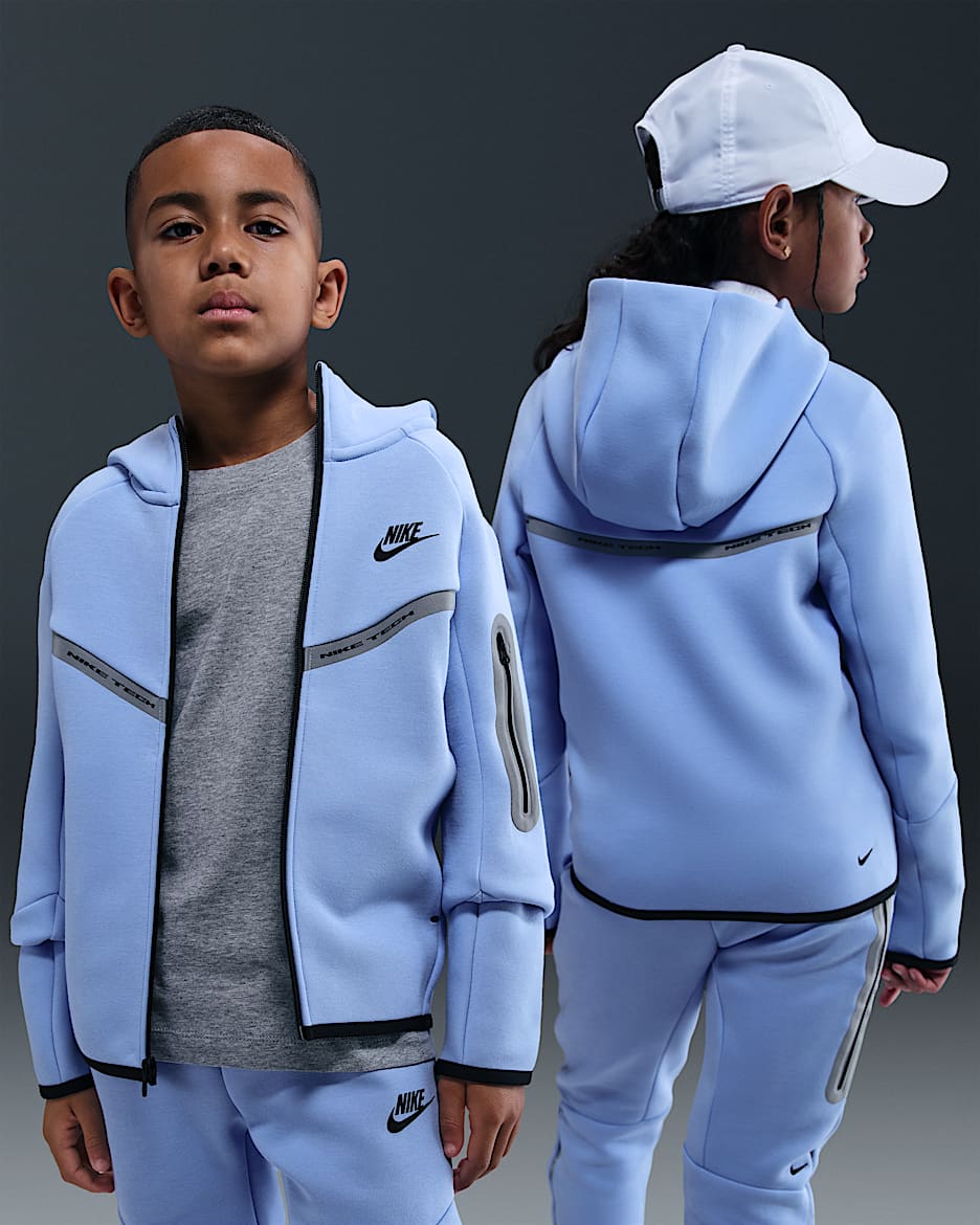 Nike Sportswear Tech Fleece Older Kids' (Boys') Full-Zip Hoodie - Aluminium/Black/Black