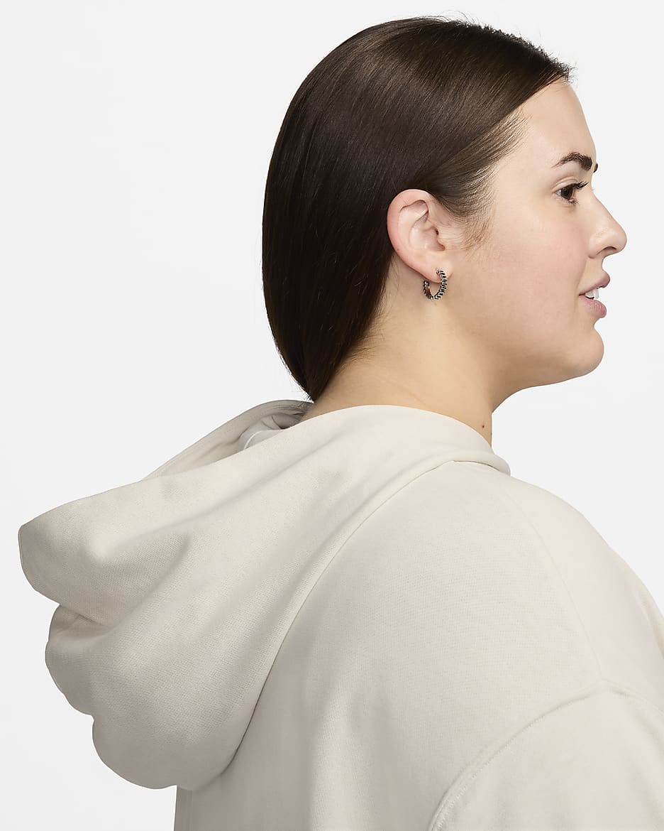 Nike Sportswear Chill Terry Women's Loose Full-Zip French Terry Hoodie (Plus Size) - Light Orewood Brown/Sail