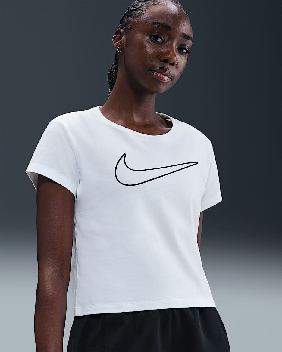 Nike Sportswear Women's Short-Sleeve Graphic T-Shirt - White/Black