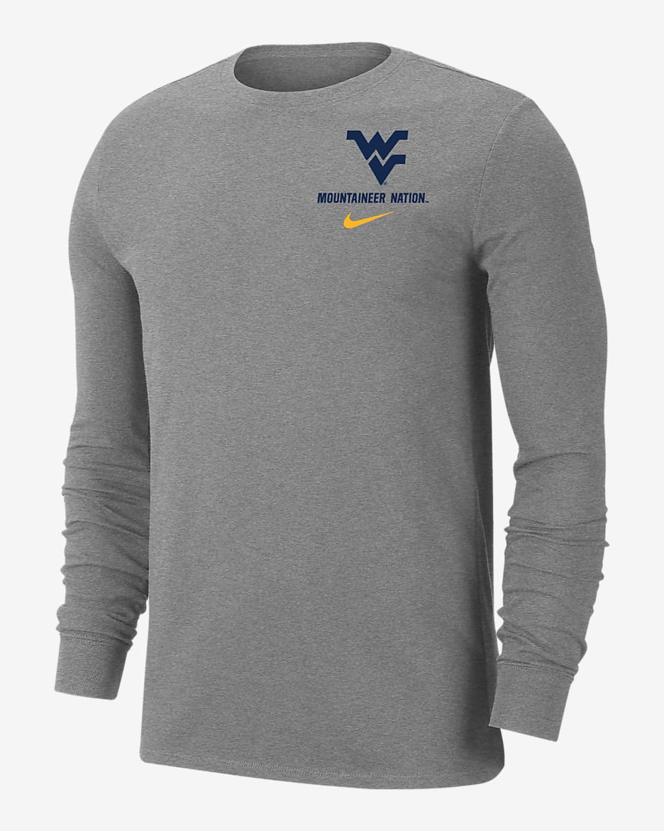 Nike College Dri-FIT (West Virginia) Men's Long-Sleeve T-Shirt - Dark Grey Heather
