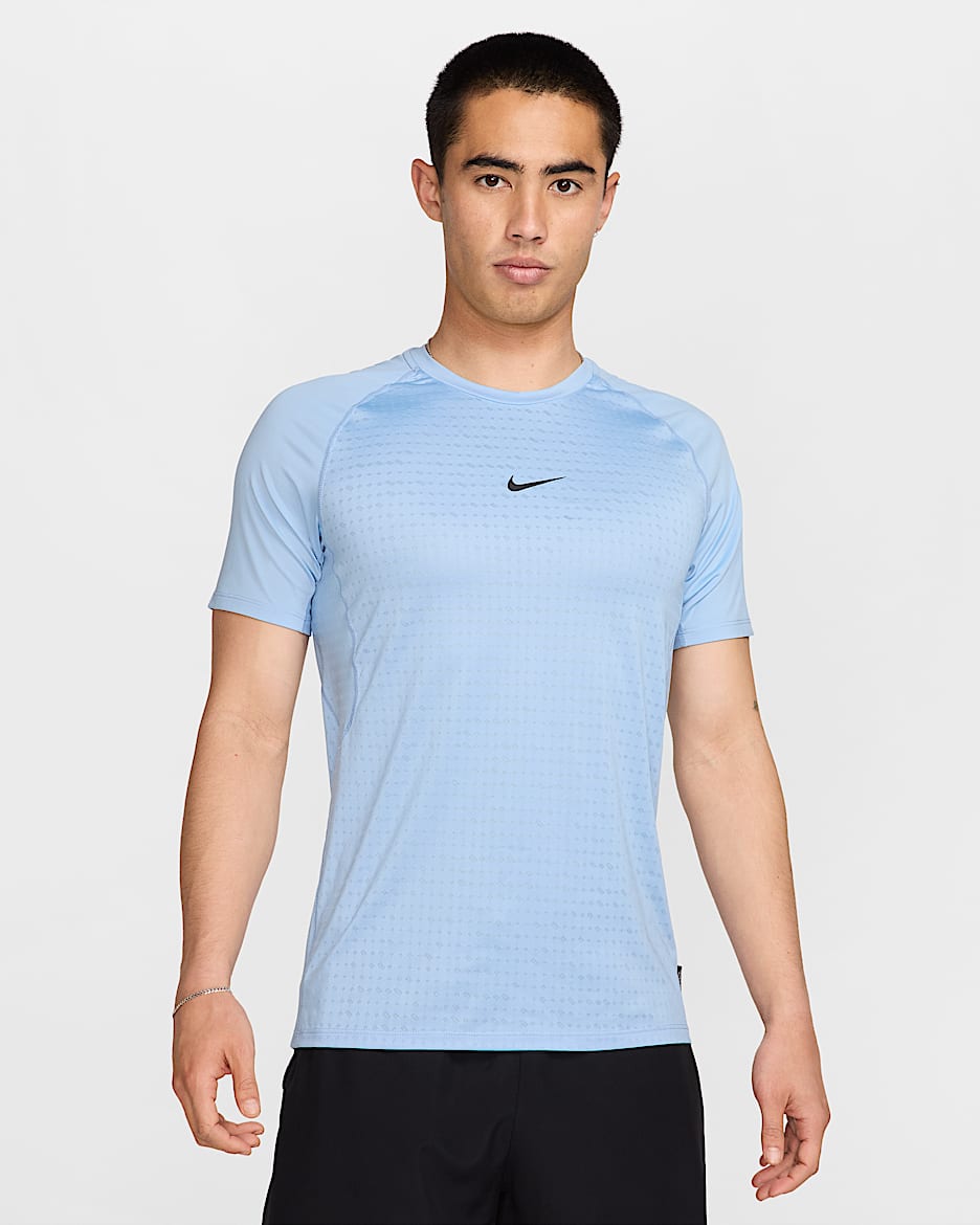 Playera de manga corta con ajuste slim para hombre Nike Pro Breathe - Azul psíquico/Negro
