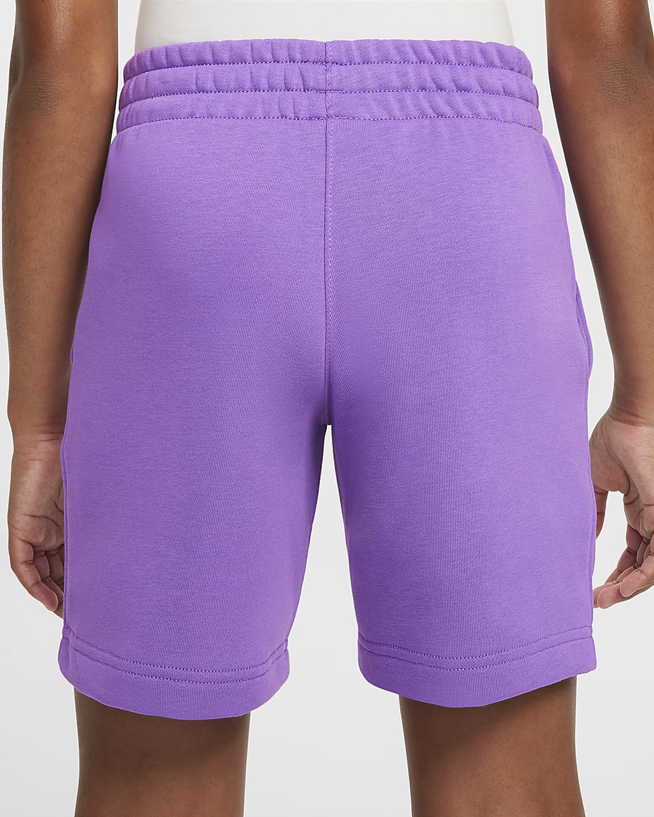 Nike Sportswear Club Fleece Big Kids' French Terry Shorts - Black Raspberry/White