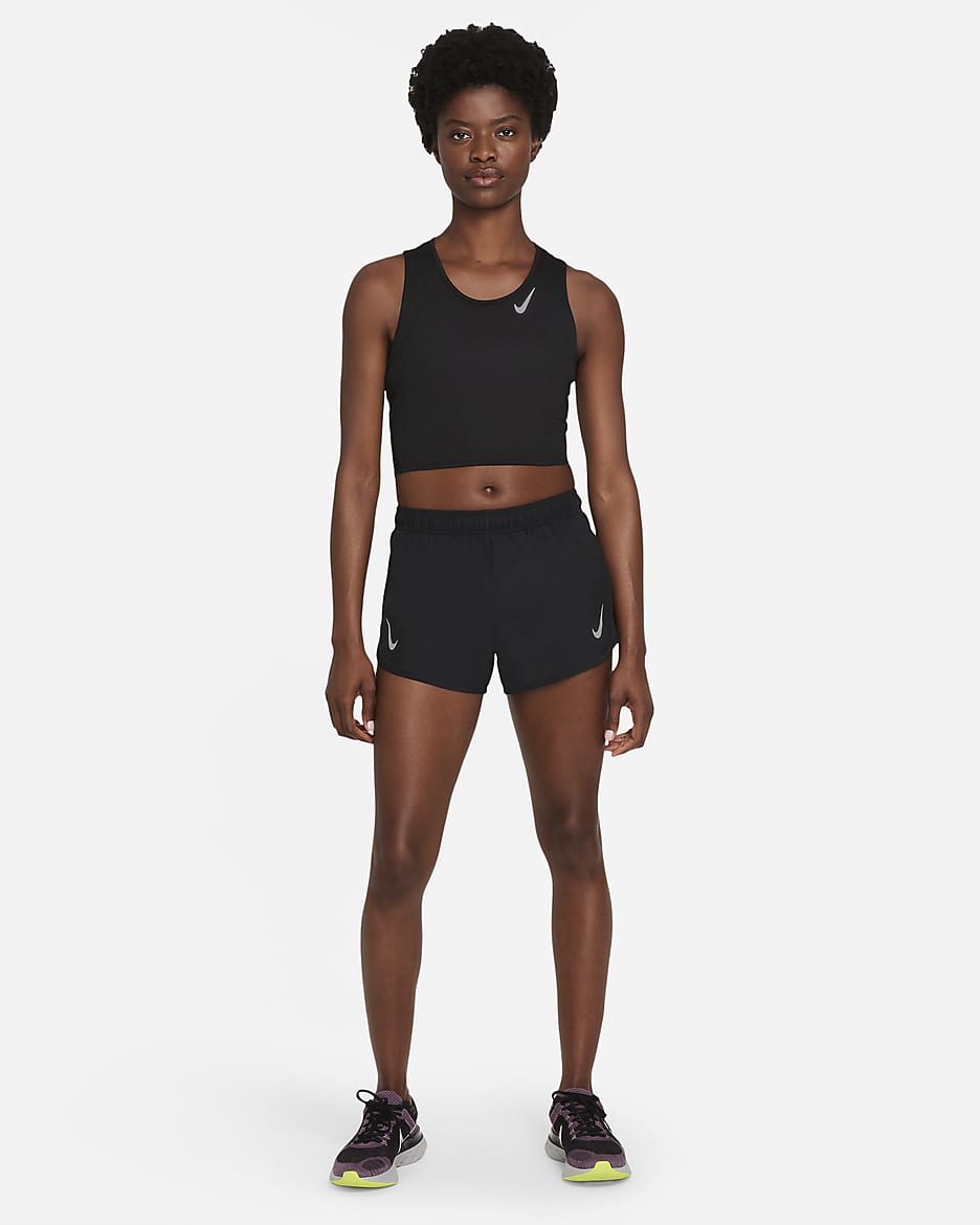 Nike Dri-FIT Race Lauf-Kurz-Tanktop für Damen - Schwarz