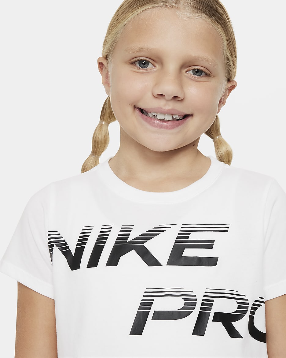 Nike Pro Older Kids' (Girls') Dri-FIT Cropped T-Shirt - White