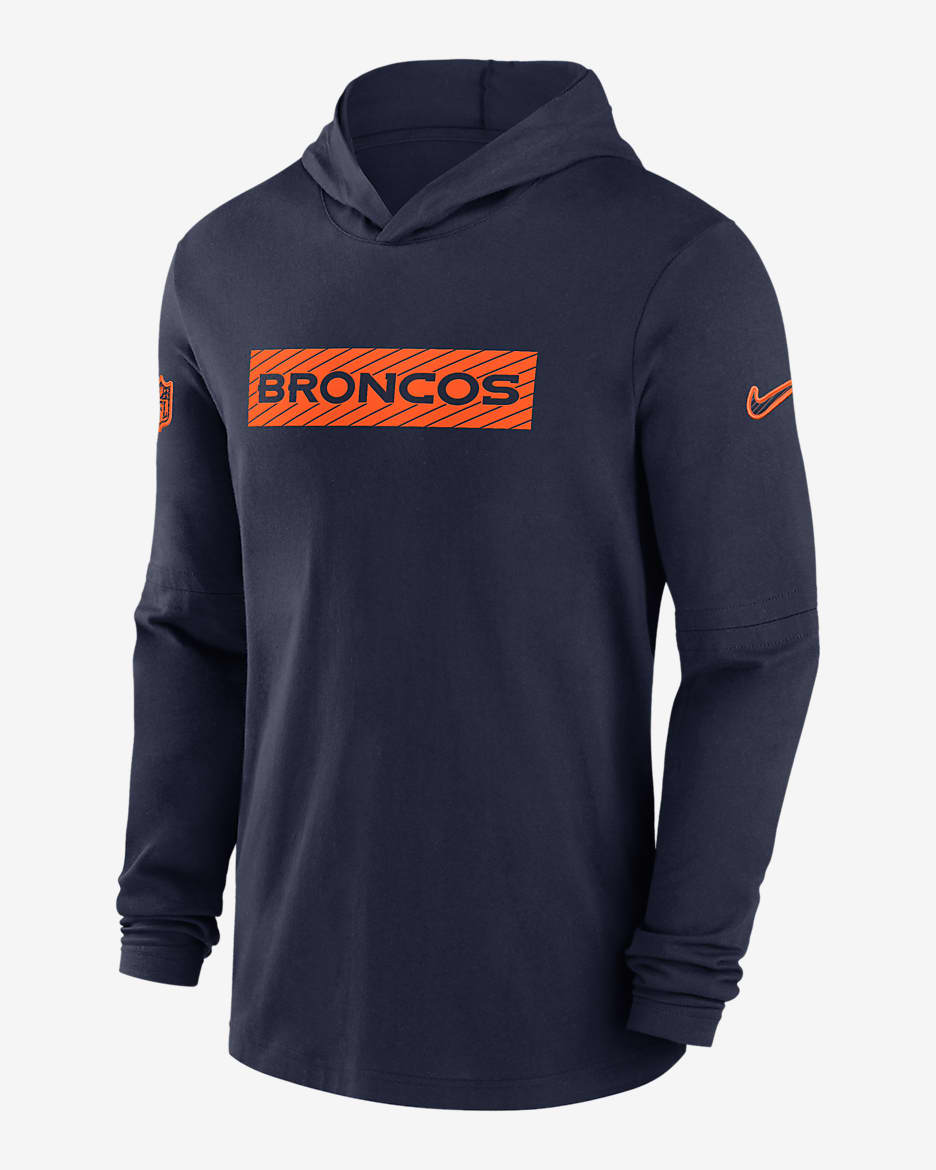 Denver Broncos Sideline Men's Nike Dri-FIT NFL Long-Sleeve Hooded Top - Navy