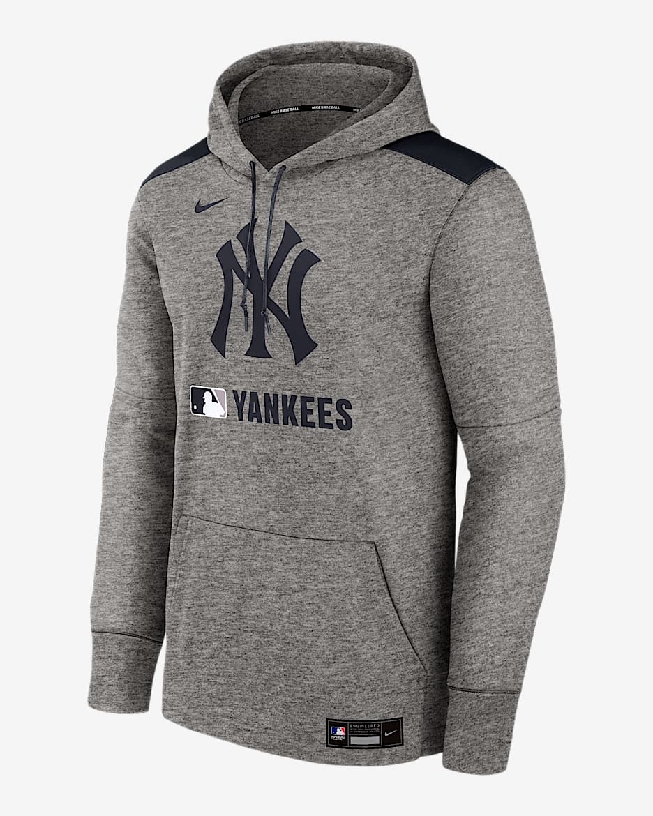 Sudadera con gorro sin cierre Nike Therma de la MLB para hombre New York Yankees Authentic Collection - Carbón jaspeado