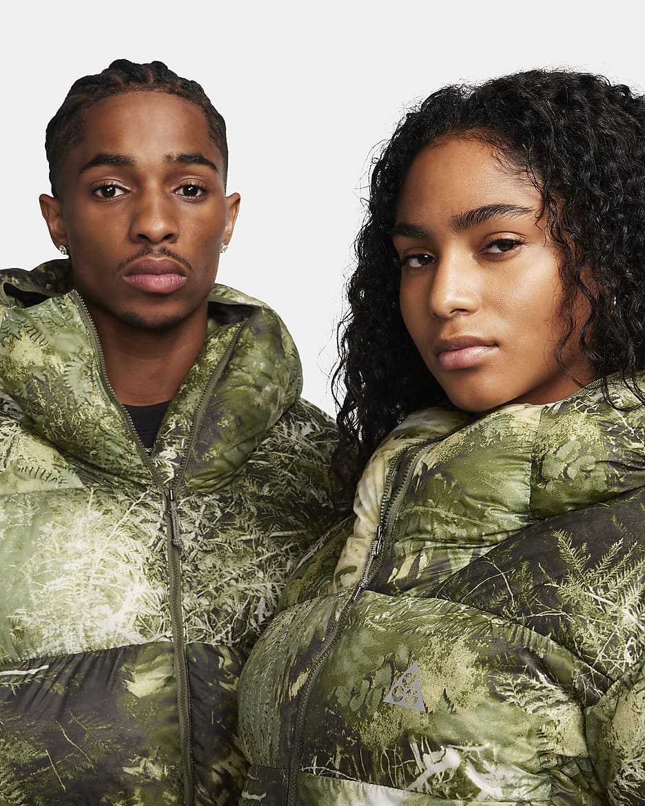 Nike ACG "Lunar Lake" Puffer Therma-FIT ADV Loose Hooded Jacket - Oil Green/Medium Olive