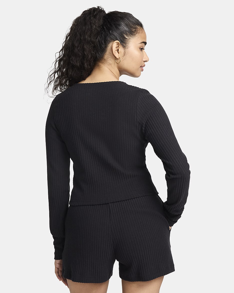 Cardigan slim à zip Nike Sportswear Chill Rib pour femme - Noir/Noir