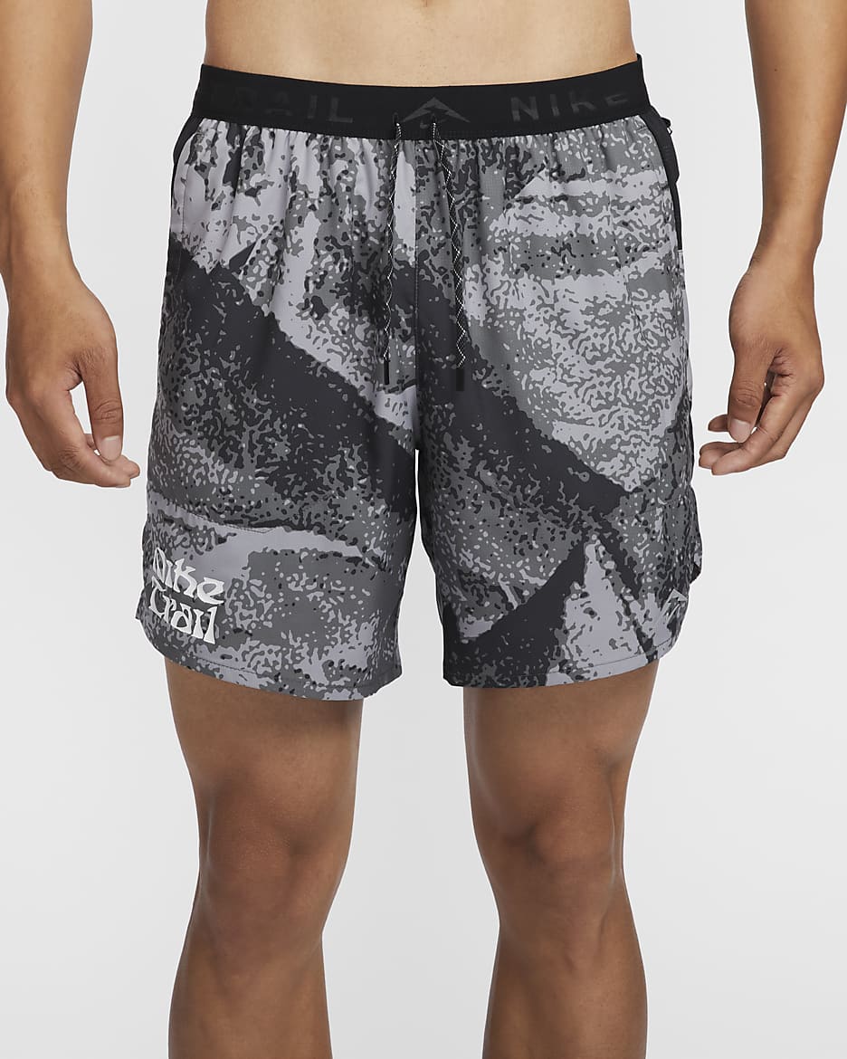 Nike Trail Stride Men's 7" Dri-FIT Brief-Lined Running Shorts - Iron Grey/Black/Summit White