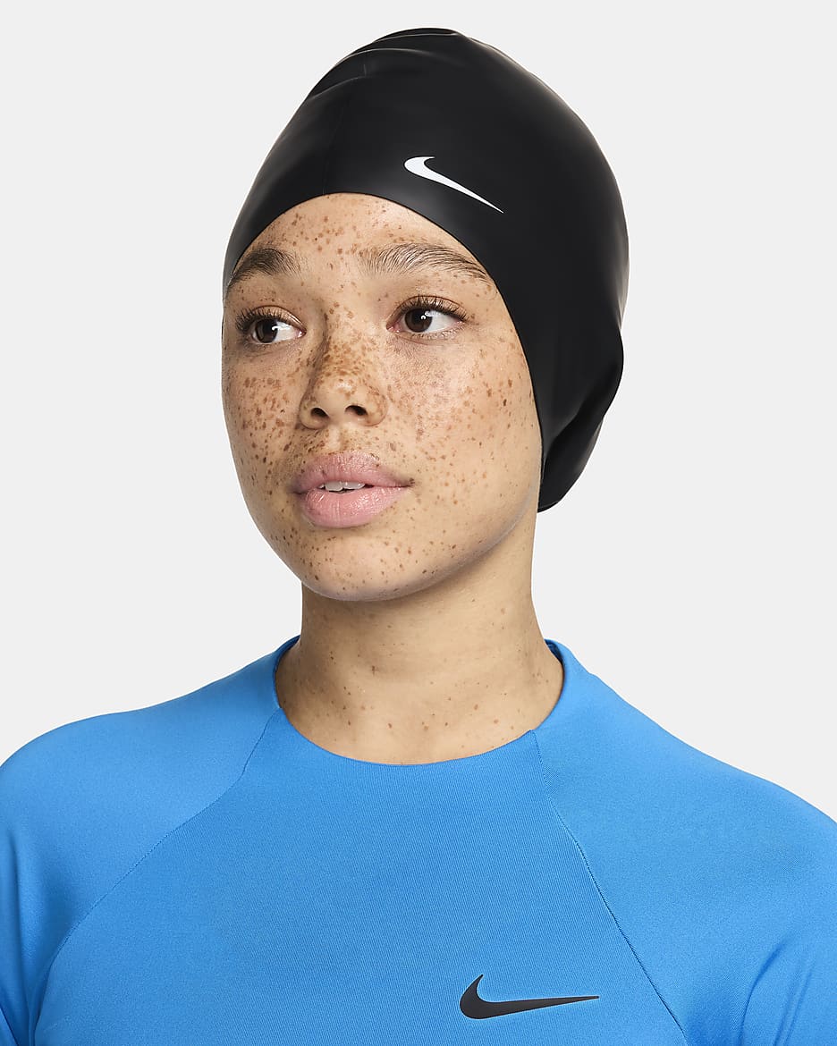 Gorra de baño para cabello voluminoso Nike Swim - Negro