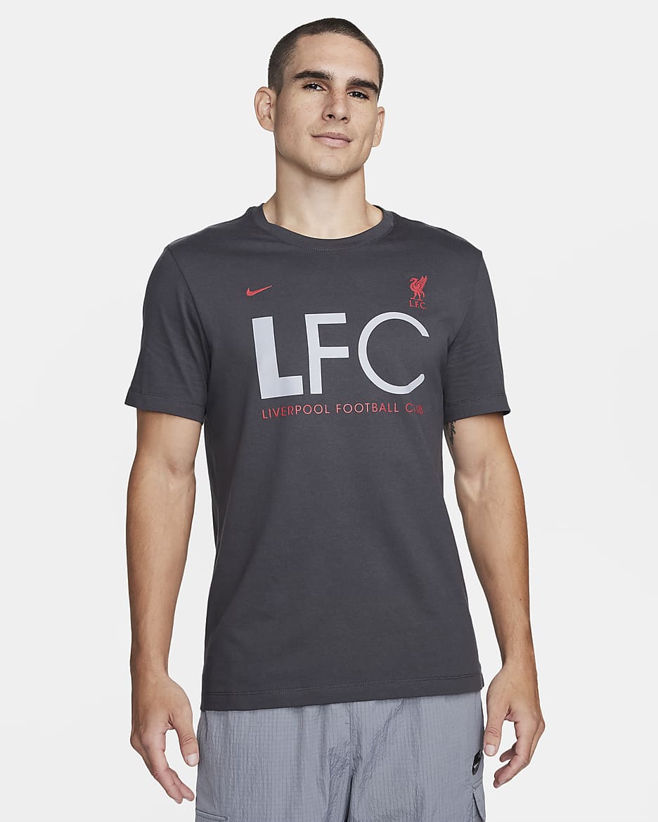 Liverpool F.C. Mercurial Men's Nike Football T-Shirt - Anthracite/Gym Red