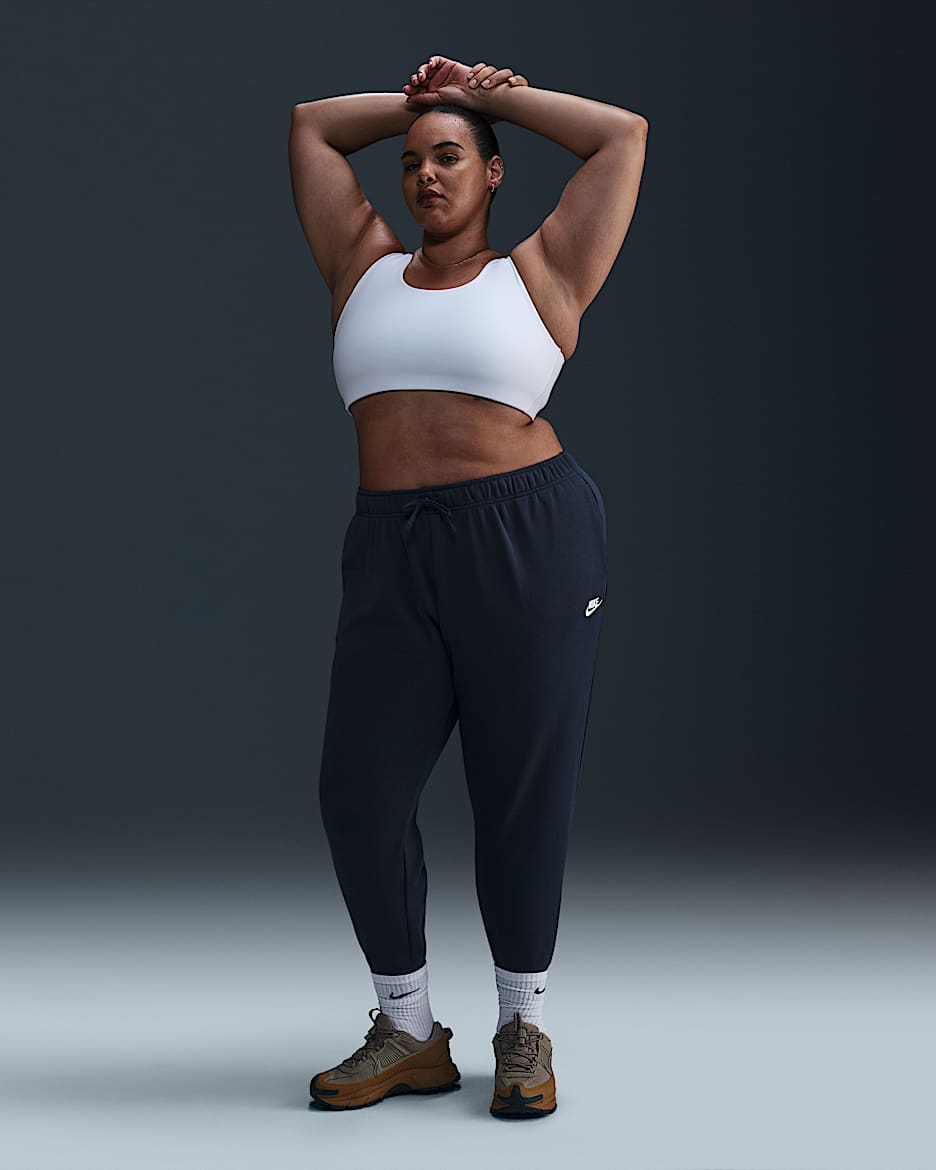 Nike Sportswear Club Fleece Women's Mid-Rise Joggers (Plus Size) - Obsidian/White