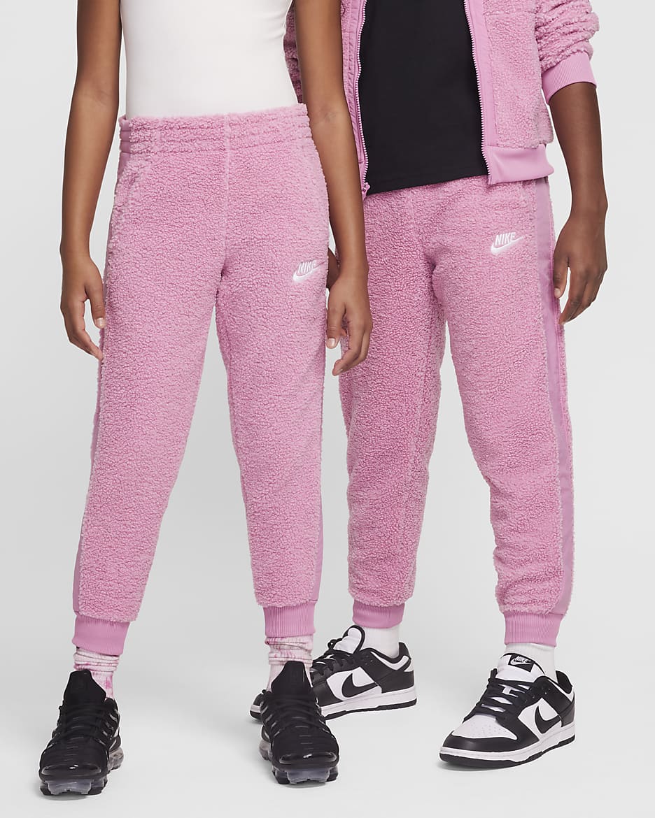 Pants acondicionados para el invierno para niños talla grande Nike Sportswear Club Fleece - Flamenco mágico/Flamenco mágico/Blanco