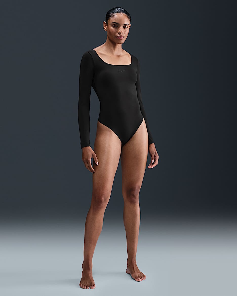 Nike Form Women's Long-Sleeve Bodysuit - Black/Smoke Grey/Dark Smoke Grey