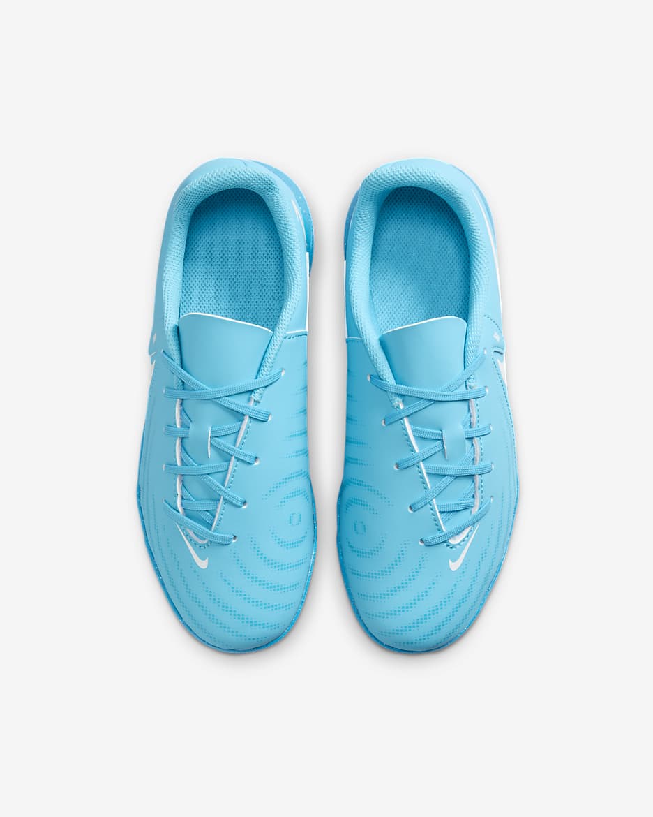 Tacos de fútbol TF para niños talla pequeña/grande Nike Jr. Phantom GX 2 Club - Azul furia/Blanco