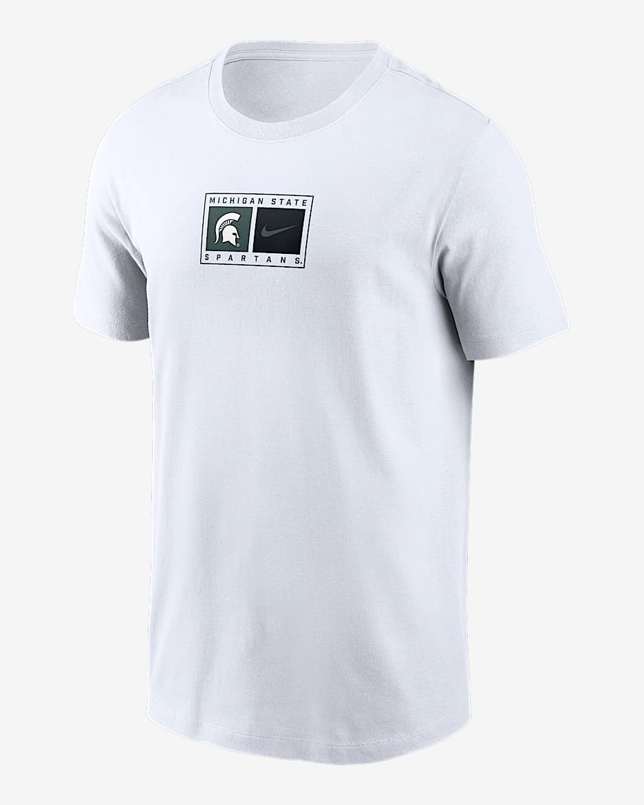 Michigan State Campus Logo Swoosh Men's Nike College T-Shirt - White