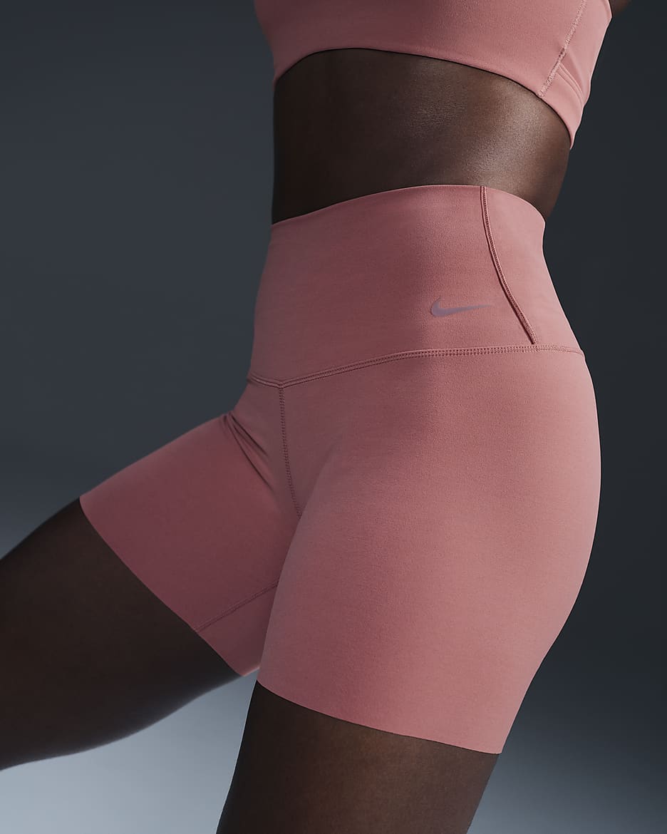 Cycliste taille haute à maintien léger 13 cm Nike Zenvy pour femme - Canyon Pink/Noir