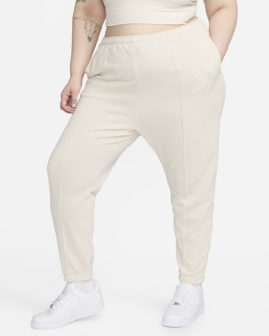 Nike Sportswear Chill Terry Women's Slim High-Waisted French Terry Tracksuit Bottoms (Plus Size) - Light Orewood Brown/Sail