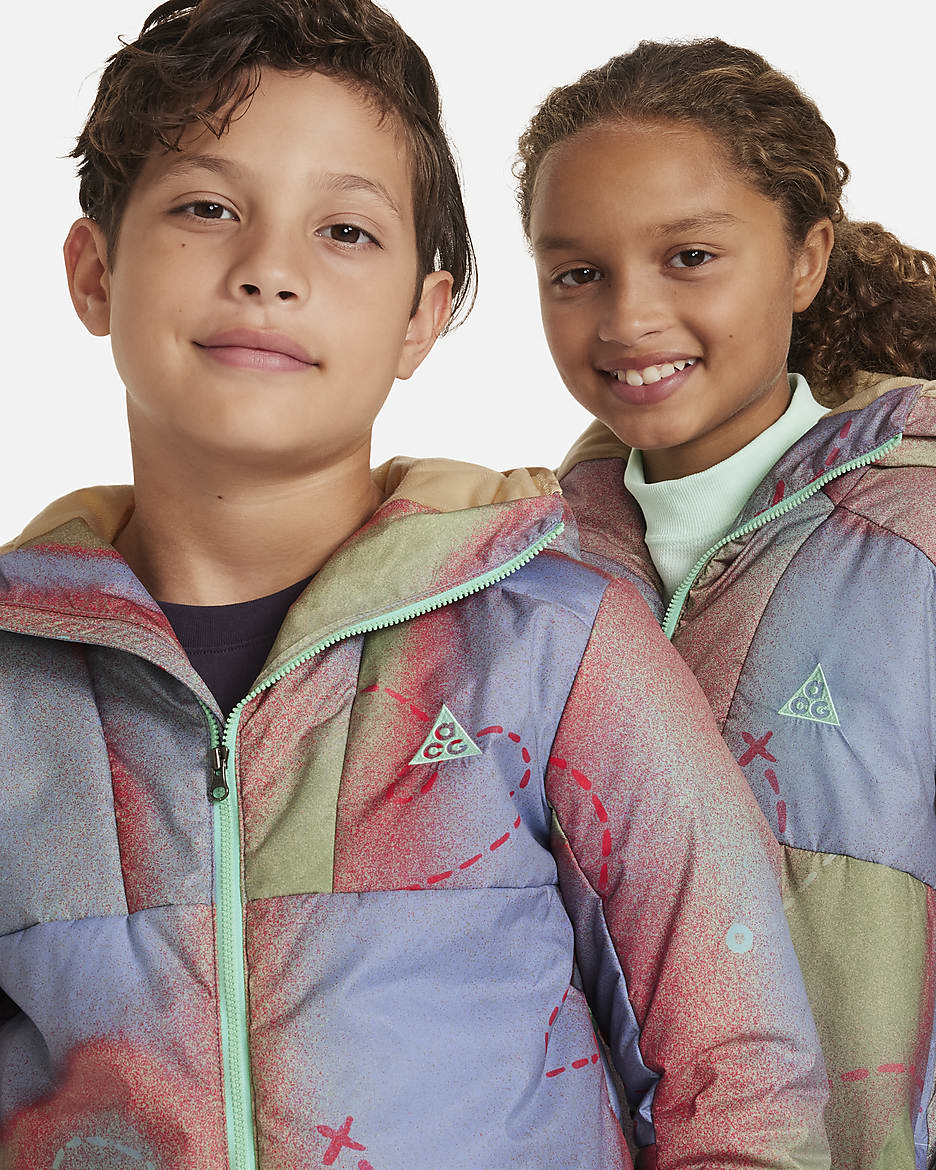 Nike ACG Storm-FIT "Rope De Dope" Big Kids' Jacket - Light Thistle/Sesame/Green Glow