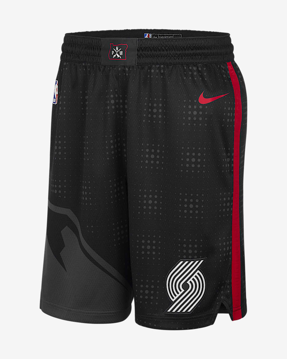 Portland Trail Blazers 2024/25 City Edition Men's Nike Dri-FIT NBA Swingman Shorts - Black/University Red