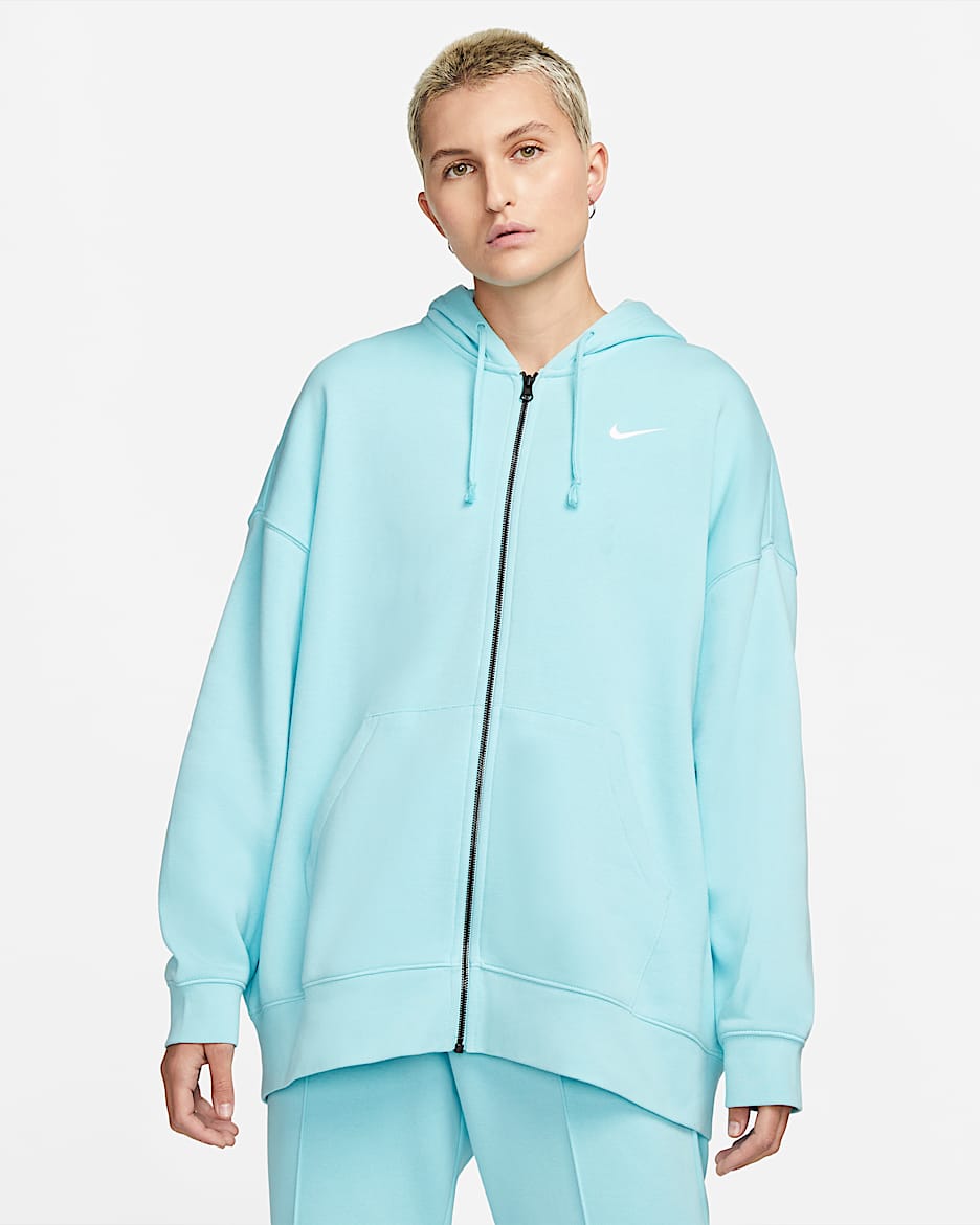 Sudadera con gorro de tejido Fleece con cierre completo Nike Sportswear Essentials - Copa/Blanco