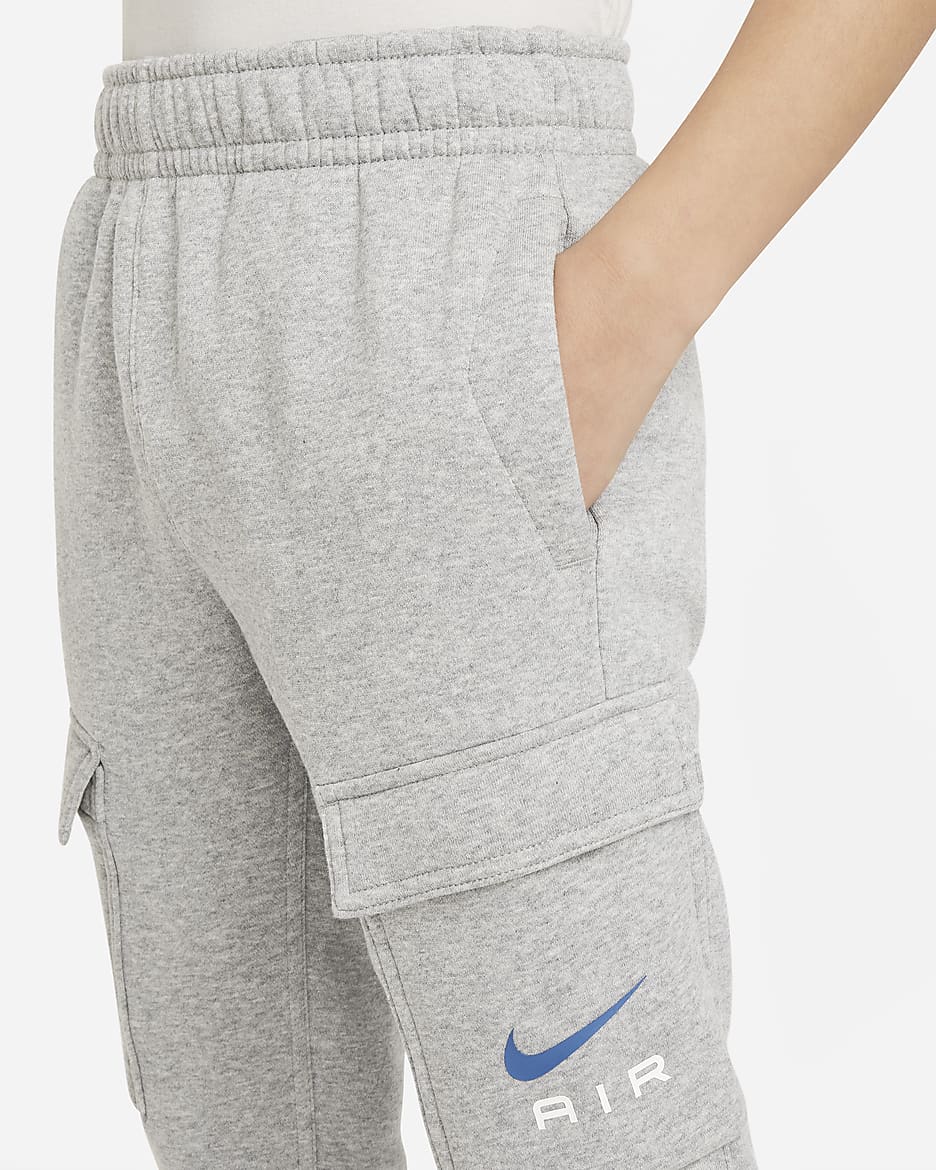 Nike Air Older Kids' Fleece Cargo Trousers - Dark Grey Heather/Black/Court Blue